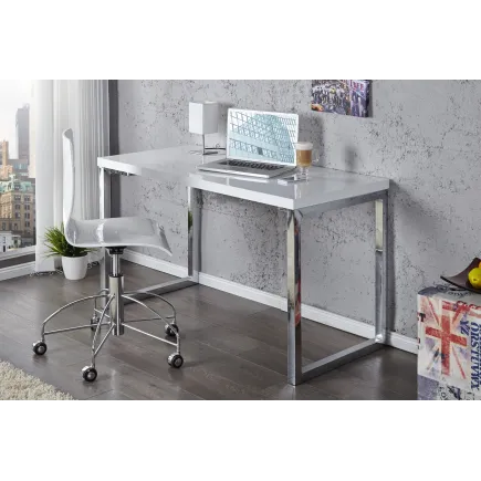 Bureau design 120x60 cm en bois teinté blanc