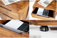 Caisson de bureau design en bois palissandre massif coloris naturel avec 3 tiroirs Caisson de bureau design en bois palissandre massif coloris naturel avec 3 tiroirs