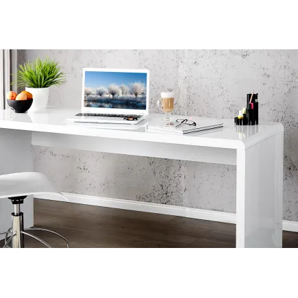 Bureau design 120x75 cm en bois teinté blanc laqué 2
