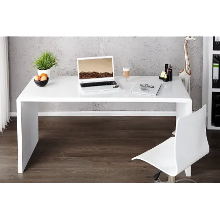 Bureau professionnel 140cm design en MDF coloris blanc