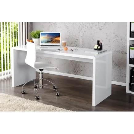 Bureau professionnel 140cm design en MDF coloris blanc 2