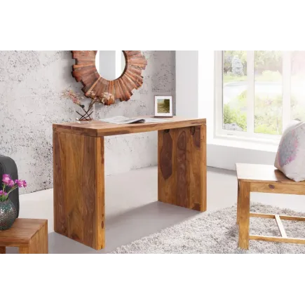 Bureau de 100 cm contemporain en bois massif coloris miel naturel