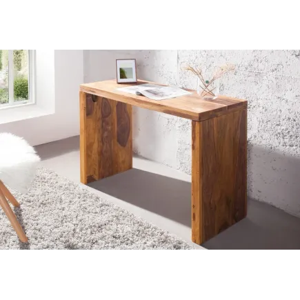 Bureau de 100 cm contemporain en bois massif coloris miel naturel 2