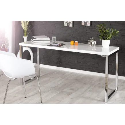 Bureau de 140 cm design coloris blanc laqué