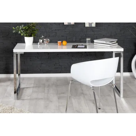 Bureau de design 160x75 cm en bois coloris blanc laqué 2