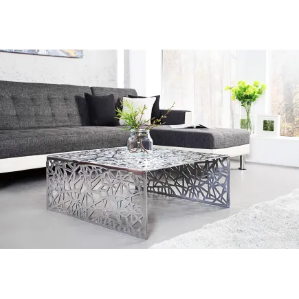 Table basse 75 cm en aluminium coloris argenté
