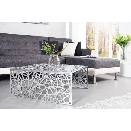 Table basse 75 cm en aluminium coloris argenté 2
