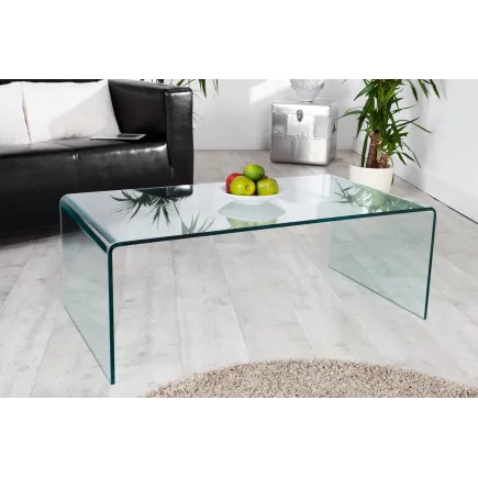 Table basse 110 cm design en verre trempé coloris transparent