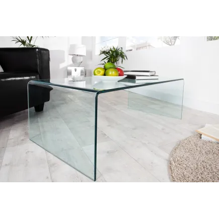 Table basse 110 cm design en verre trempé coloris transparent 2