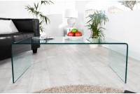 Table basse 110 cm design en verre trempé coloris transparent