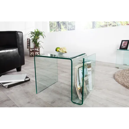 Table basse 50 cm design en verre trempé coloris transparent