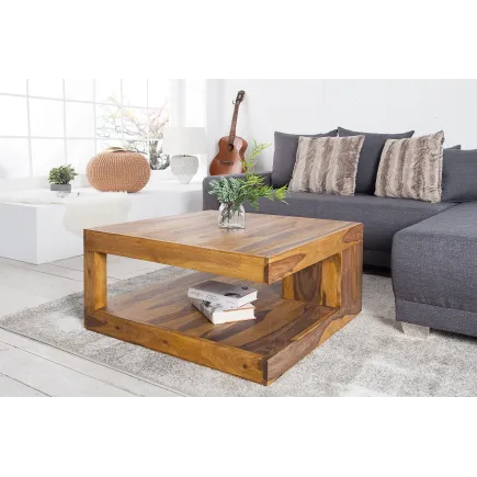 Table basse carré en bois massif 80x80 cm