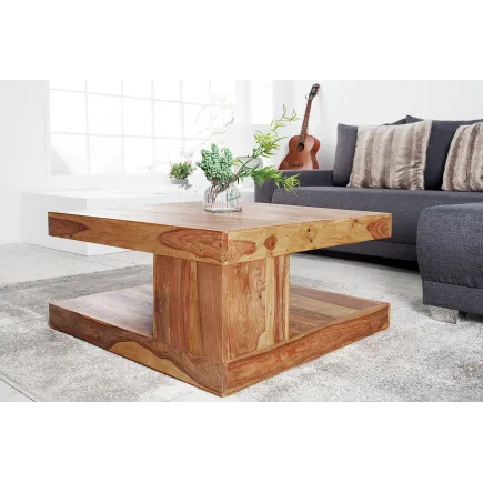 Table basse carré en bois massif 80x80 cm 2