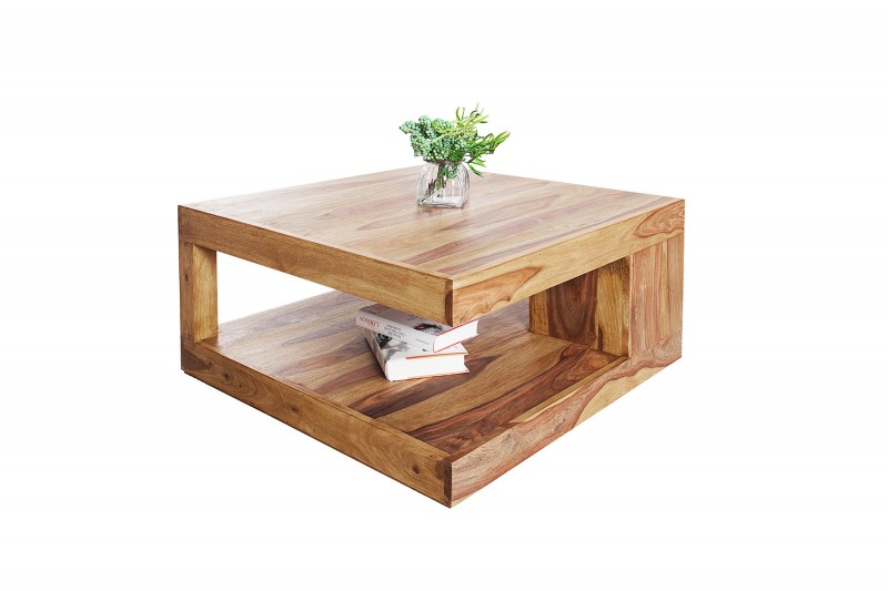 Table basse carré en bois massif 80x80 cm
