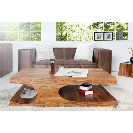 Table basse rectangulaire en bois massif 120 cm