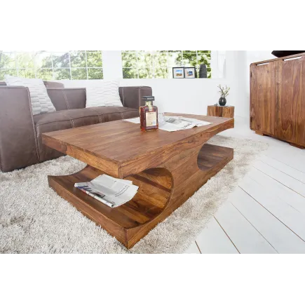 Table basse rectangulaire en bois massif 120 cm 2