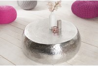 Table basse 80 cm ronde en aluminium coloris argent Table basse 80 cm ronde en aluminium coloris argent