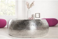 Table basse 80 cm ronde en aluminium coloris argent Table basse 80 cm ronde en aluminium coloris argent