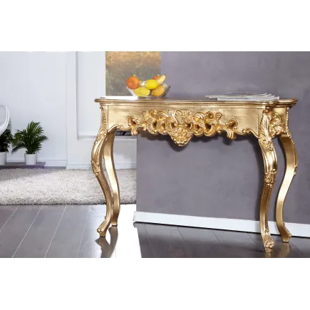 Meuble console 110 cm design classique coloris doré