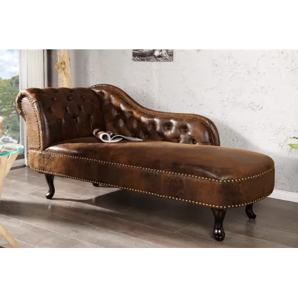 Méridienne design Chesterfield teinté marron antique