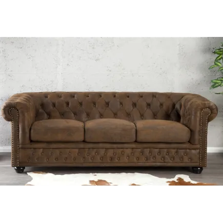 Canapé 3 places design chesterfield coloris marron