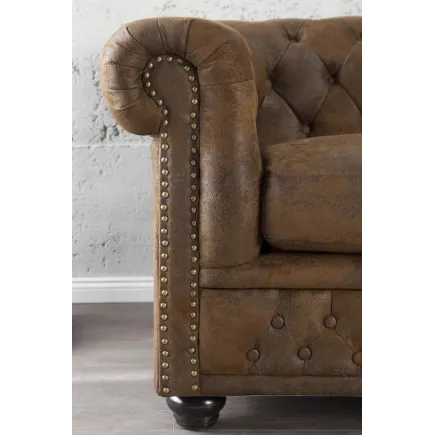 Canapé 3 places design chesterfield coloris marron 2