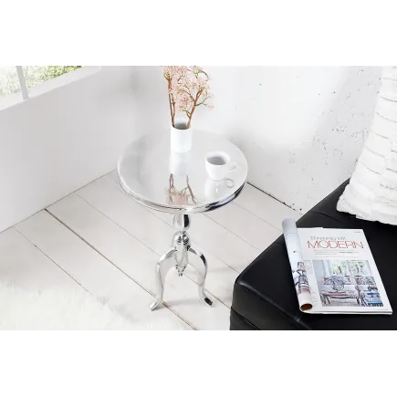 Table d'appoint ronde 55cm en aluminium argenté 2