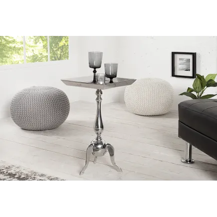 Table d'appoint 55 cm en aluminium argenté