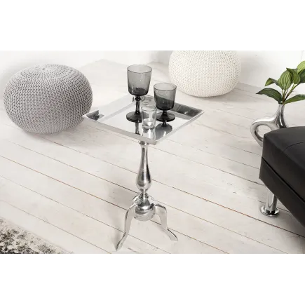 Table d'appoint 55 cm en aluminium argenté 2