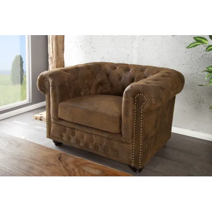 Fauteuil design chesterfield teinté marron
