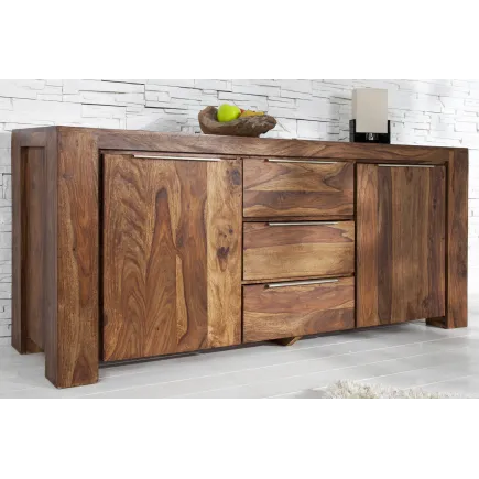 Buffet en Bois Massif Sheesham – 2 Portes & 3 Tiroirs| La force du design, la douceur du foyer. 2