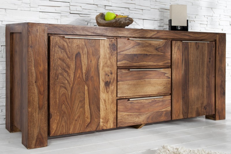 Buffet en Bois Massif Sheesham – 2 Portes & 3 Tiroirs| La force du design, la douceur du foyer.