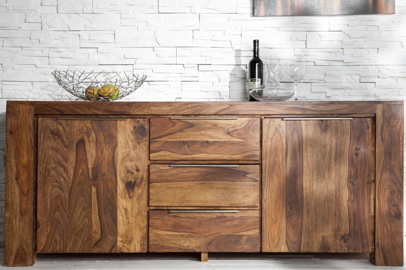 Buffet en Bois Massif Sheesham – 2 Portes & 3 Tiroirs| La force du design, la douceur du foyer.