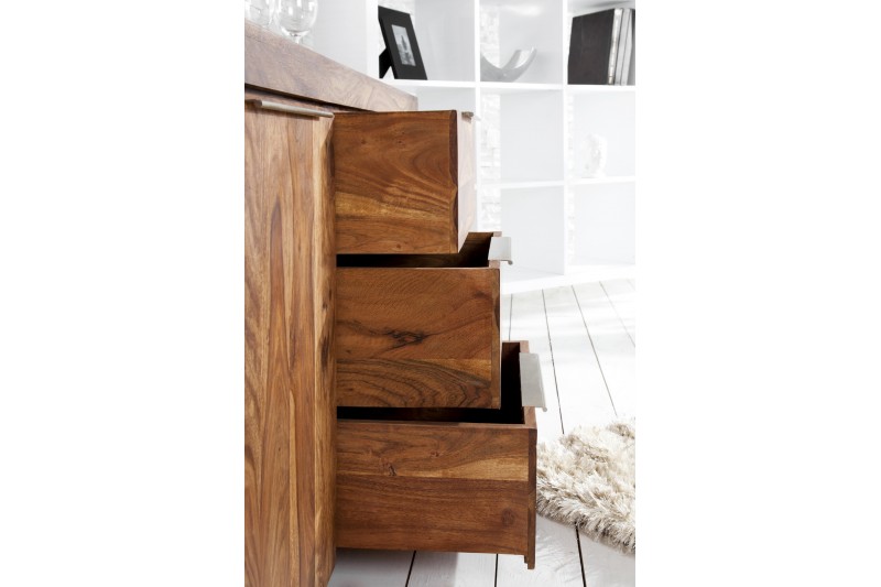 Buffet en Bois Massif Sheesham – 2 Portes & 3 Tiroirs| La force du design, la douceur du foyer.