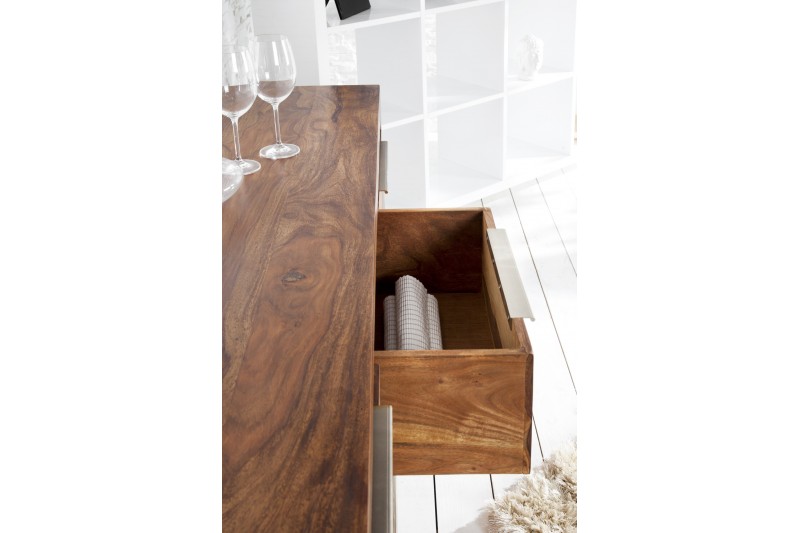 Buffet en Bois Massif Sheesham – 2 Portes & 3 Tiroirs| La force du design, la douceur du foyer.