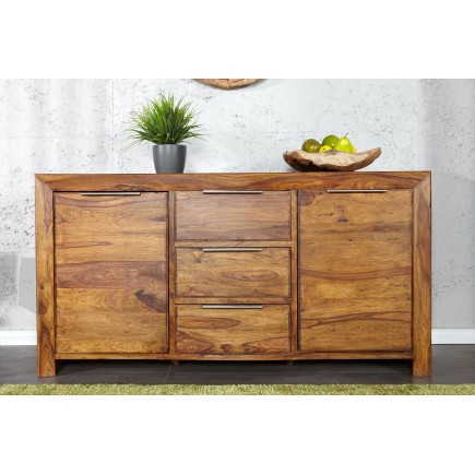 Buffet enfilade bois massif 140 cm à 2 portes et 3 tiroirs 2