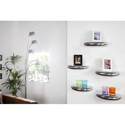 Étagère murale 5 pièces design LARME en aluminium argenté