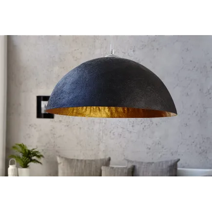 Lampe suspendue 70 cm design GLOW en fibre de verre coloris noir et or
