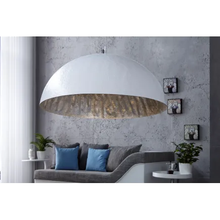 Lampe suspendue 70 cm design en fibre de verre blanc