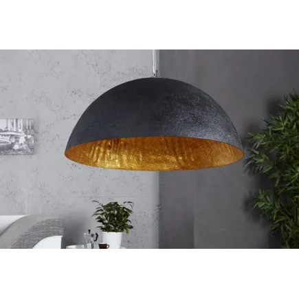 Lampe suspendue 50 cm design GLOW en fibre de verre coloris noir et or