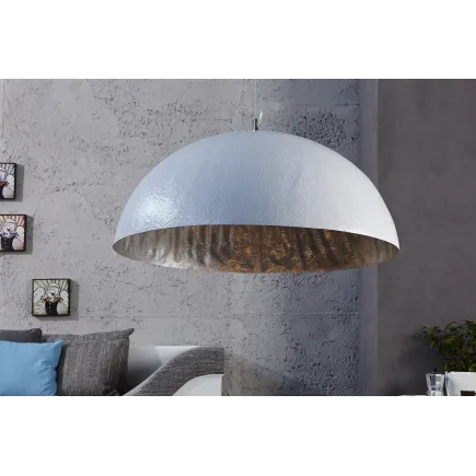 Lampe suspendue 50cm de design "GLOW" coloris blanc et argenté