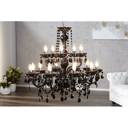 Lustre noir avec 15 bougies