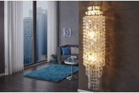 Lampe suspendue allongée et nacrée de 150cm avec anneaux