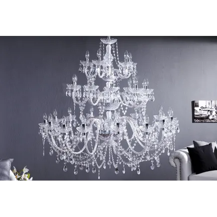 Lustre suspendu classique à 30 bougies coloris transparent 2