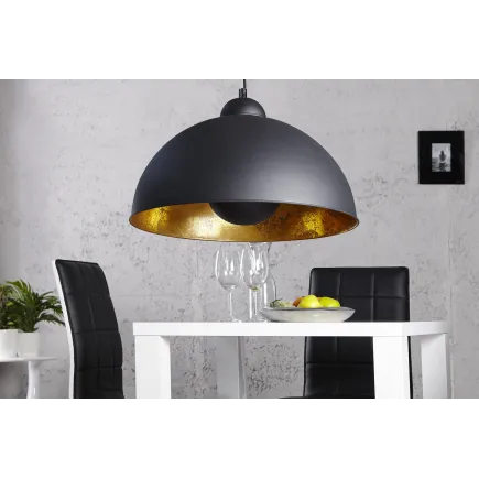Lampe suspendue hémisphère coloris noir et d'or