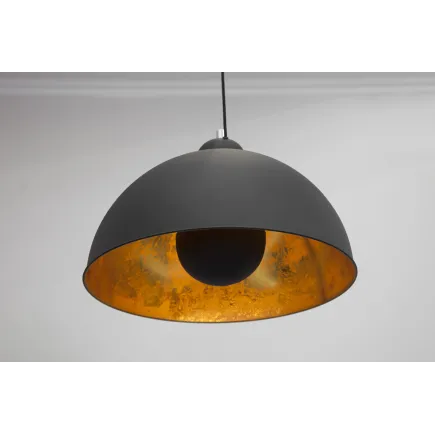 Lampe suspendue hémisphère coloris noir et d'or 2