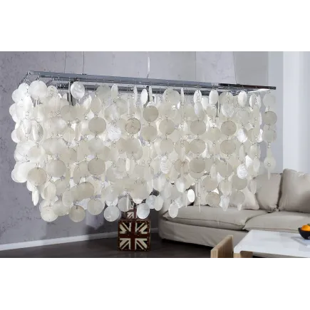 Lampe suspendue rectangulaire 80 cm avec des perles nacrées 2