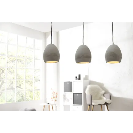 Ensemble de 3 lampes ovales suspendues en béton coloris gris