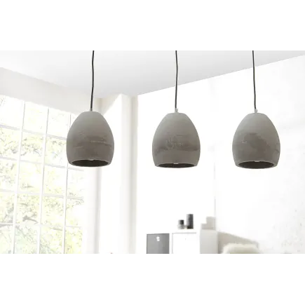 Ensemble de 3 lampes ovales suspendues en béton coloris gris 2