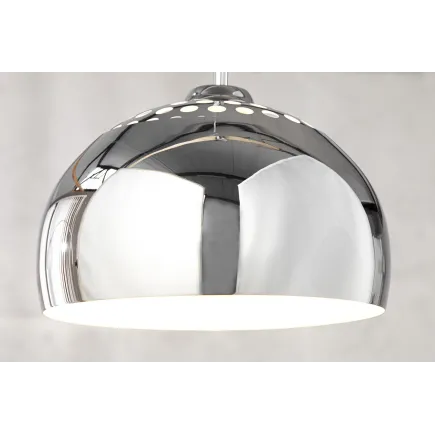 Lampe suspendue design boule en acier chromé